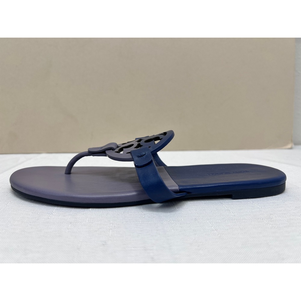 Tory Burch Miller Cloud Sandals Size 8 Blue Purple Excellent Leather Thong Flat - Picture 3 of 8